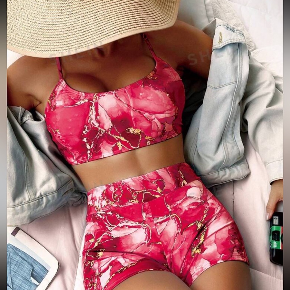 Swim Summer Beach Women's Marble Printed Bikini Set